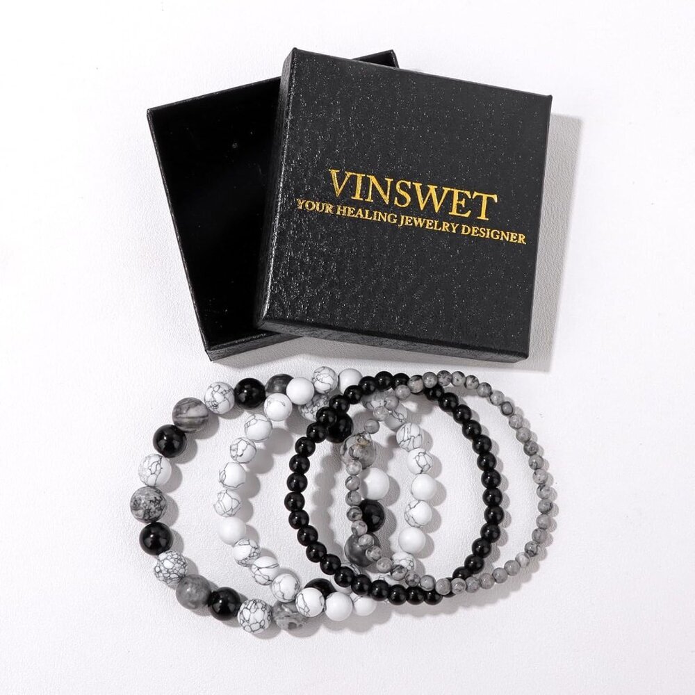 4pcs Beaded Bracelets for Women,Natural Healing Crystal Gemstones Bracelet,Anxie - Picture 7 of 7